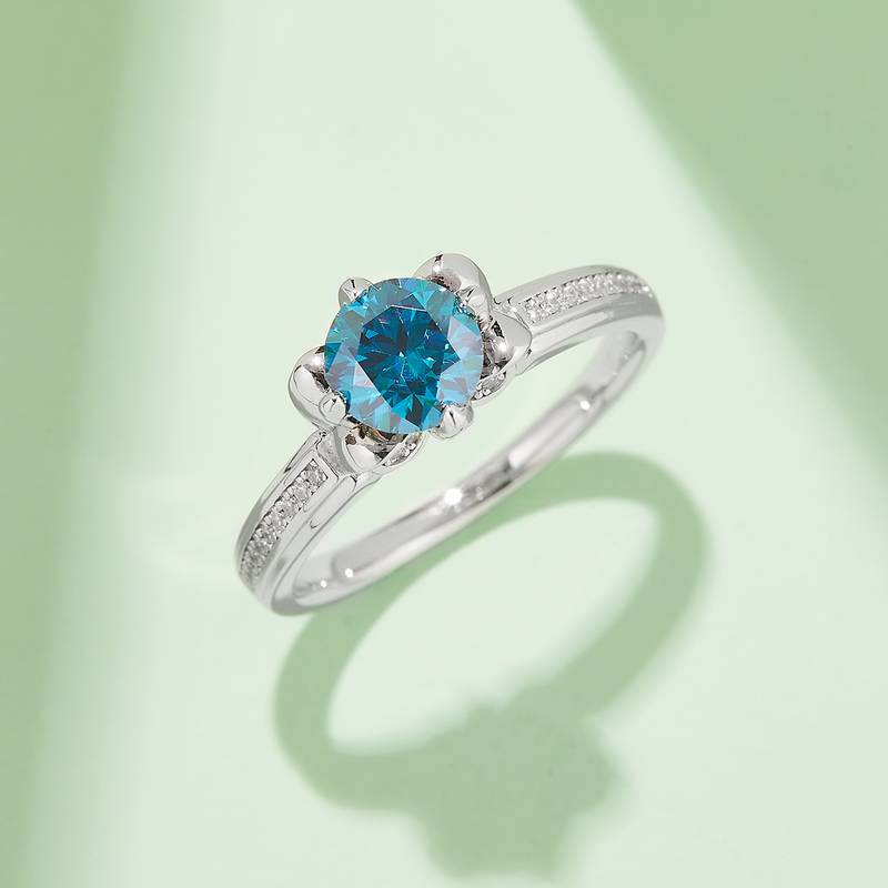 直臂唐嫣同款S925银镀白金MoissaniteWomen's Ring1ctD级